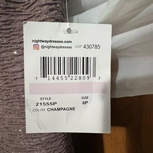 Beautiful dustyrose(tagged as champagne)fitted comfy has stretch, very shimmery.